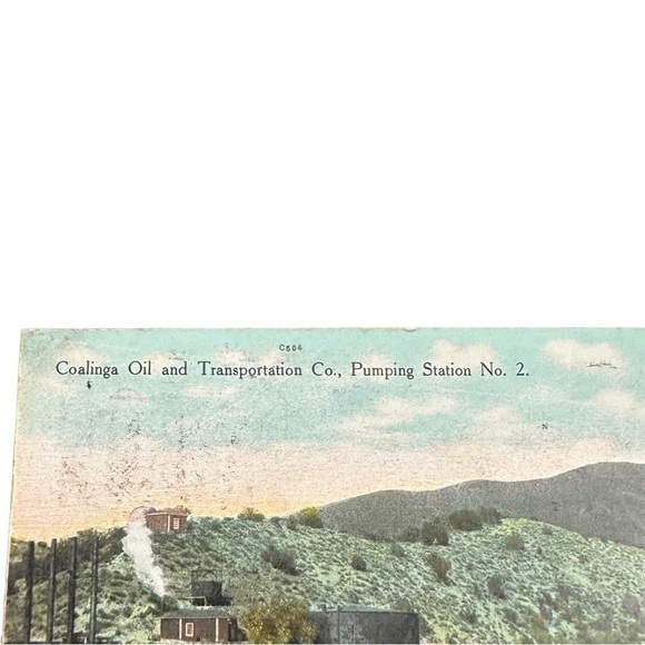 Vtg 1910 Postcard Coalinga Oil & Transportation Co Pumping Station 2 CA Posted - Picture 2 of 5